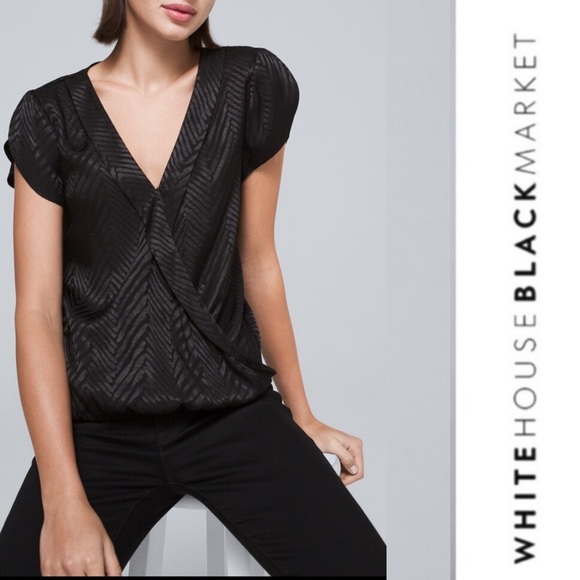 White House Black Market Tops - White House black market surplice satin top New